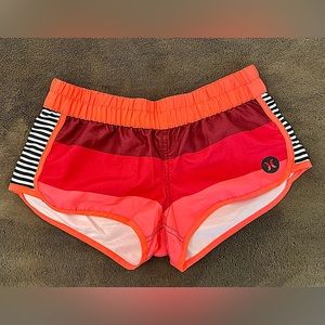 Women’s Pink Striped Hurley Shorts - Size Small